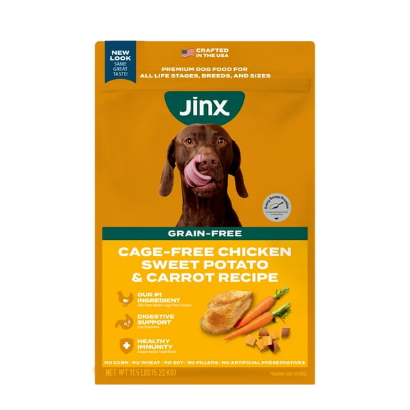 Jinx Chicken Sweet Potato Carrot Grain Free Dry Dog Food, 11.5lb. Bag