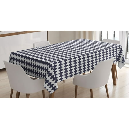 

Wave Tablecloth Dichromatic Retro Art Pattern with Simple Abstract Geometric Stripes Print Rectangular Table Cover for Dining Room Kitchen 52 X 70 Dark Purple Grey White by Ambesonne