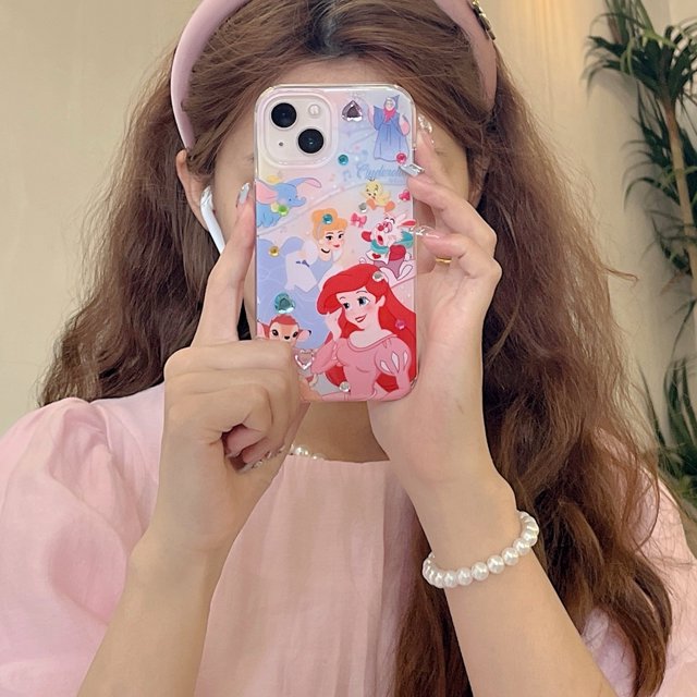 Con Correas De Teléfono Cadena Rojo Hari Princesa Diamante Pegatina IMD Funda A Prueba De Golpes Para IPhone 11 12 13 Pro Max 14 Cubierta Trasera