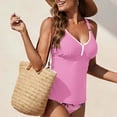 thumbnail image 6 of Fewfanhot Swimsuit for Women 2 Piece Tummy Control Bathing Suit V Neck Tankini Top with High Waisted Bottom, 6 of 8