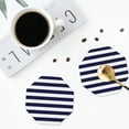 thumbnail image 5 of Balery 6 Pcs Navy Blue And White Stripesleather Coasters Set, Drink Table Cup Coasters For Living Room Kitchen Coffee Decor, 5 of 9