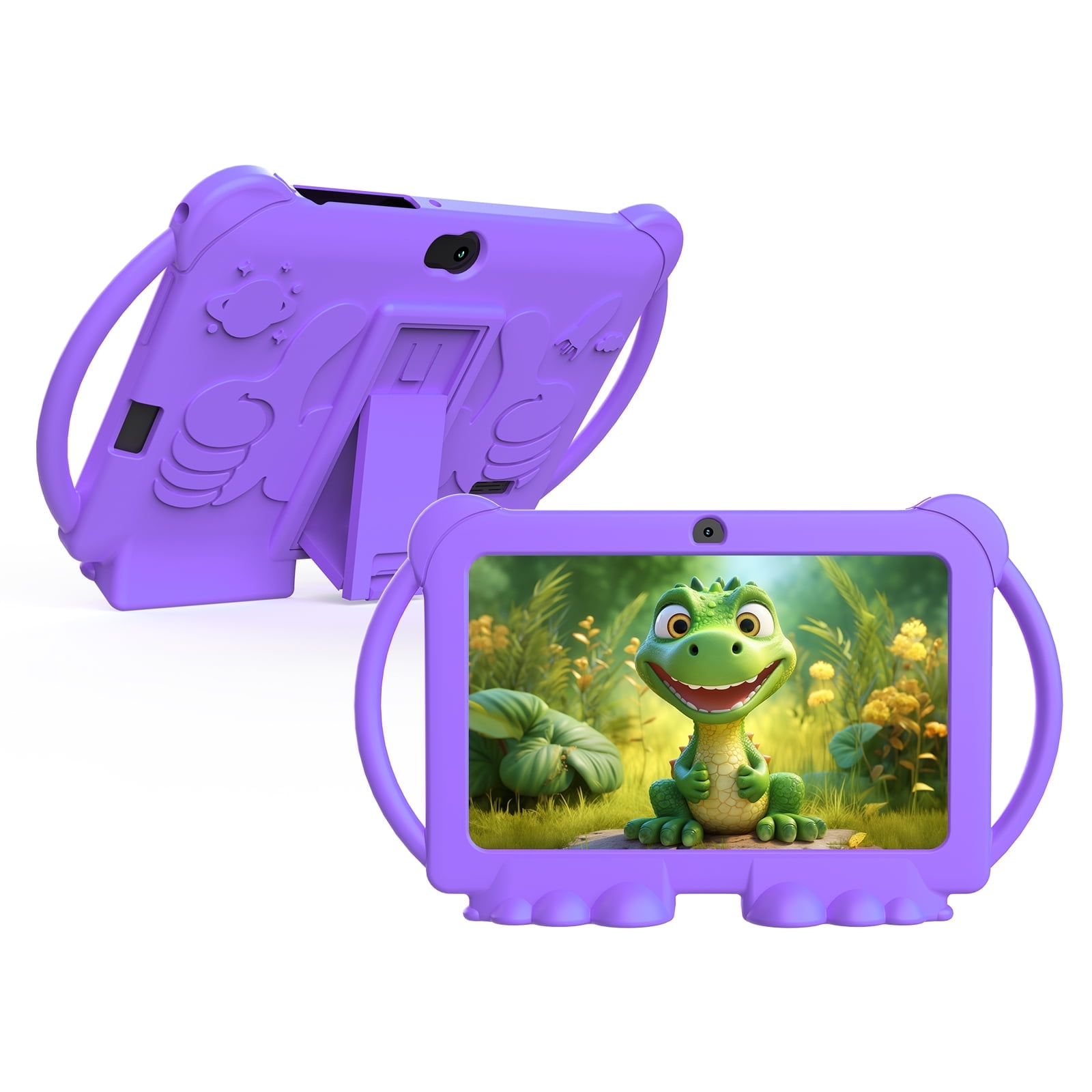 Bnegynng Kids Tablet, 7 Inch Android 12 Tablet for Kids, 4GB RAM, 32GB Storage Expandable to 1024GB, IPS Display, Dual Camera, Parental Control, Shockproof Silicone Case, Purple, Q8K