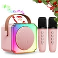 thumbnail image 1 of Mini Karaoke Machine para Niños, Altavoz Inalámbrico Bluetooth Portátil con 2 Micrófonos, Regalo de Cumpleaños Navideño Karaoke Kids Mejorado de 1200 Mah para Niñas y Niños, Rosa, Artículos para Fiestas en Casa, 1 of 9