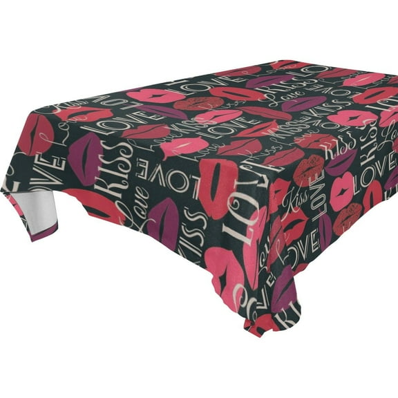 POPCreation Red Kiss Love Lips Tablecloth 60x104 inches