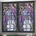 thumbnail image 2 of 1pcs (45x100cm) Floral Stained Glass Window Film Anti-UV Heat Insulation Purple Pattern Window Decoration, 2 of 5