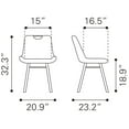 thumbnail image 4 of ZUO Tyler Dining Chair (Set of 2) Blue, 4 of 11