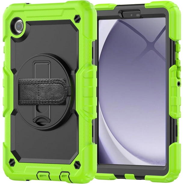 Funda para Samsung Galaxy Tab A9 8.7'' 2023 (SM-X110/X115/X117), Funda Protectora Resistente a Golpes con Protector de Pantalla, Soporte Giratorio de 360°, Correa para Mano/Hombro y Soporte para