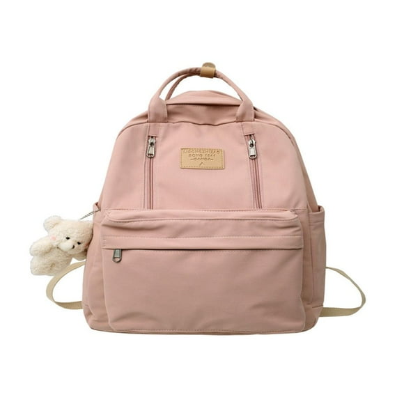 Backpack with Plushies Cute Vintage Backpack for School Girls Light Academia Bookbags Preppy Aesthetic Backpack (Black)