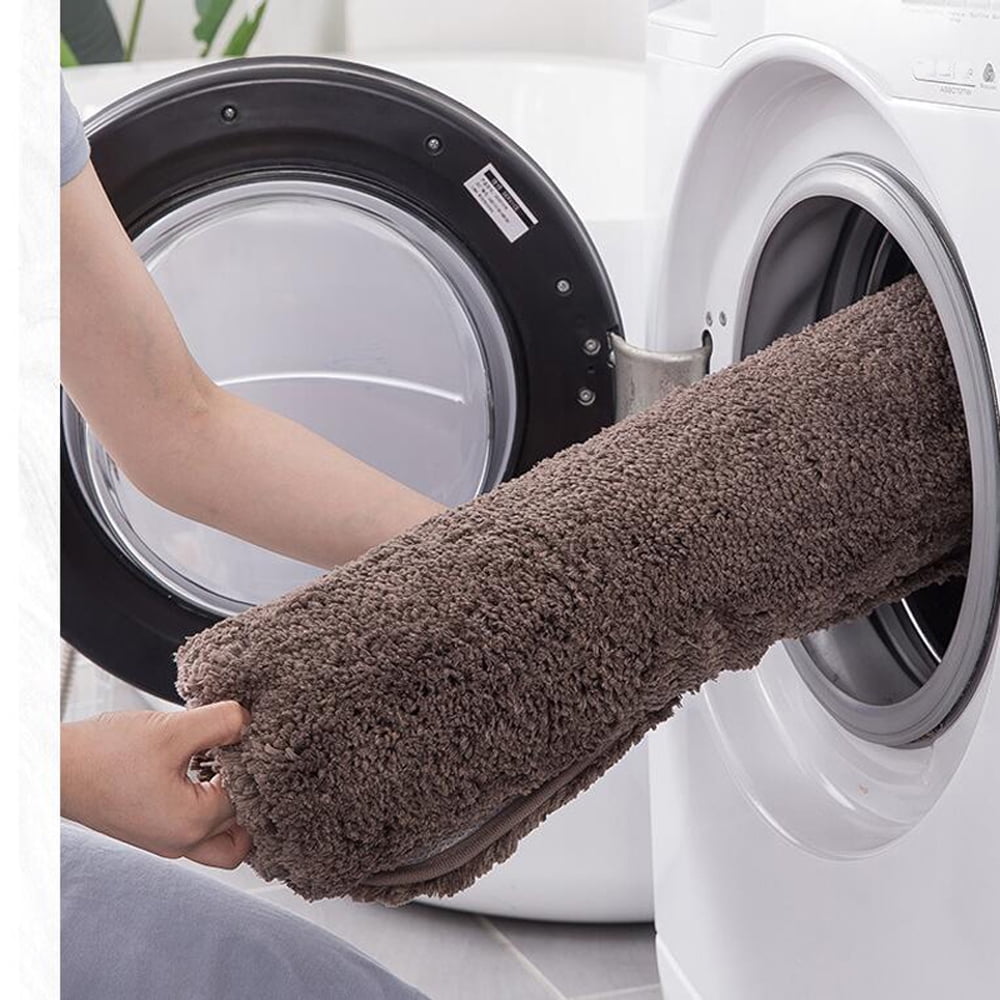 Soft Brown Bathroom Rugs Absorbent Non-Slip Backing 20" x 32" Fluffy Microfiber Bath Mats Machine Washable