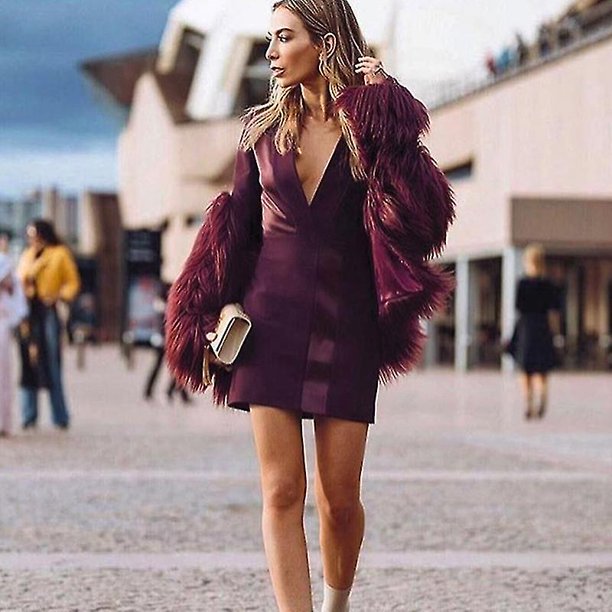 Women Luxur Fluffy Faux Fur Coat Jacket Outwear zhangyuxiang LED