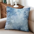 thumbnail image 2 of Merry Christmas Blue Snow Winter with Snowflakes Falling White Crystal Throw Pillow Covers 16"x16", Set Of 2, Linen Study Sofa Cushion Cover Indoor Living Room Home Decor, 2 of 7