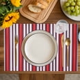 thumbnail image 4 of Red Pink Stripes Placemats Set of 4, Country Simple Gradient Vertical Lines Placemats for Dining Table, Place Mats for Kitchen Tabletop, Waterproof Wipeable Dining Table Mats Set, 4 of 9