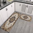 thumbnail image 3 of Kitchen Rugs and Mats Non Skid Washable Brown Pattern Bohemia Kitchen Mat and Rug Set,Floor Cushion Waterproof Rug,Rubber Backed Area Rugs for Kitchen Laundry, 3 of 7