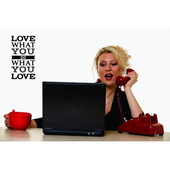Custom Decals Love What You Do What You Love Wall Art Size: 14 X 28 Inches Color: Black