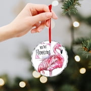 Glass Ornament Modern You Are Flamazing Beauty Pink Flamingo Crystal Glass Christmas Decor with Holiday Design Summer Tropical Birds Xmas Decor Indoor Home Holiday Party Gifts