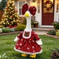 thumbnail image 4 of Porch Goose Outfits for 19-23 Inch Goose Red Christmas Dress with Snowflake Lace Trim and Bow Winter Holiday Decor for Outdoor Front Porch Patio and Garden Yard, 4 of 9