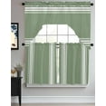 thumbnail image 3 of Dark Sage Green Kitchen Curtain and Valance Set 3 Pieces,Rod Pocket Short Tier Curtains 24 Inch Length,Farmhouse Sage Green White Striped Swag Topper Small Window Treatment for Cafe Bathroom Bedroom, 3 of 6