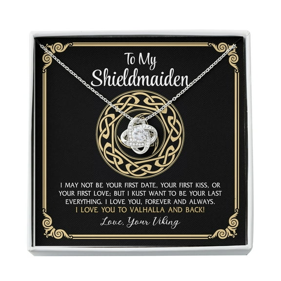 To My Shieldmaiden Love Knot Necklace, Love You to Valhalla And Back Necklace, Wife Gift, Girlfriend Gift, Viking Gifts