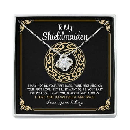 To My Shieldmaiden Love Knot Necklace, Love You to Valhalla And Back Necklace, Wife Gift, Girlfriend Gift, Viking Gifts