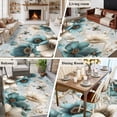 thumbnail image 5 of Large Area Rugs for Living Room Bedroom, Teal Tulip Butterfly 5'x8' Rug Washable Carpet Runner Indoor Outdoor, Beige Turquoise Floral Farmhouse Blue Non Slip Floor Mats Rug for Kitchen, Bathroom, 5 of 8