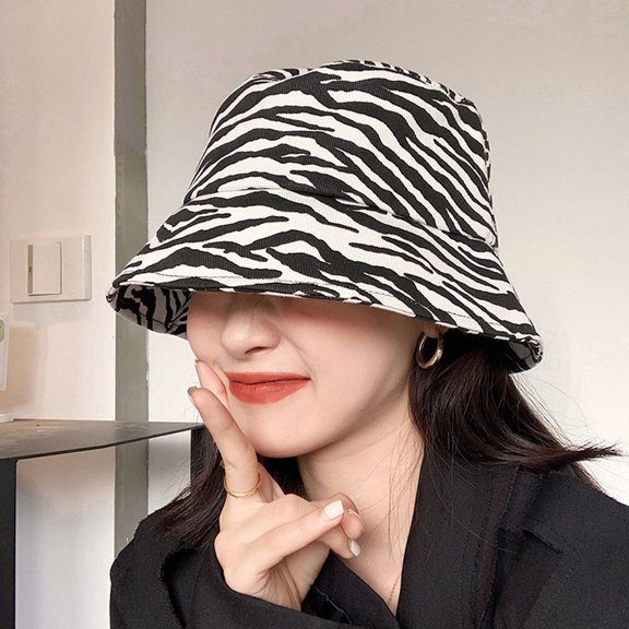 Unisex Zebra Pattern Print Bucket Hat Spring Summer Travel Beach Sun Hat Fisherman Cap Outdoor Hat for Women and Men