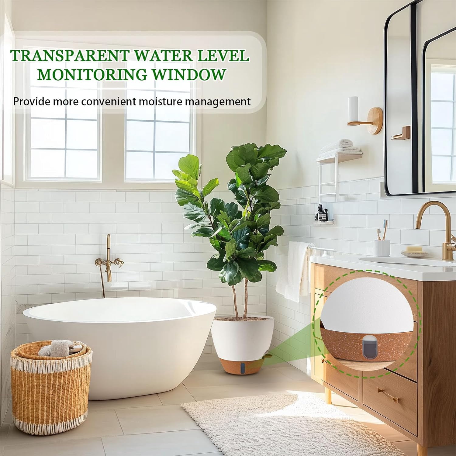 Self watering flower pot, suitable for indoor/outdoor plants with drainage holes and modern decorative flower pots. Different colors and specifications to choose from
