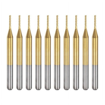 

10PCS Titanium Coat Carbide End Mill Engraving Milling Cutter CNC Router Bits for PCB Machine 1/8 Inch Shank 0.9Mm