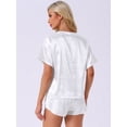 thumbnail image 3 of DARING DIVA Women's Satin Pajama Pullover T-shirt with Shorts Lounge Sets S White, 3 of 6