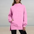 thumbnail image 5 of Jamsmile Women Sweatshirt Casual Neck Solid Color Sweatshirts Comfortable Tops Relaxed Fit Warm Knit Round Layering, 5 of 5