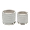 thumbnail image 1 of Sagebrook Home S/2 5/6" HAMMERED PLANTERS W/ SAUCER, WHITE, 1 of 2