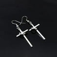 thumbnail image 2 of Par de material acero Inoxidable De Plata Cruz Crucifijo Cuelga Gancho Pendiente Studs, 2 of 6