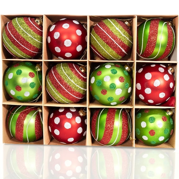 ShellKingdom 12 Pcs Christmas Ornaments Shatterproof Christmas Tree Ornaments Traditional Hanging Ball Ornaments for Xmas Party Decor