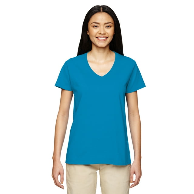 Gildan T-Shirt à Col en V pour Femmes en Coton Épais