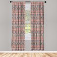 thumbnail image 3 of Geometric Curtains 2 Panels Set, Vintage Style Ethnic Print of Triangles Circles Zigzags, Window Drapes for Living Room Bedroom, 56"W X 63"L, Pink Pastel Brown, by Ambesonne, 3 of 5