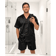 thumbnail image 2 of Up2date Fashion Men Satin Silk Pajamas Sets Short Sleeve Sleepwear Button-Down PJs Sets Two-Pieces Loungewear with Pockets, 2 of 7