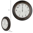 thumbnail image 2 of Pure Garden 18in Waterproof Indoor Outdoor Clock Thermometer Combo, Bronze, 2 of 8