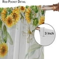 thumbnail image 6 of Sunflower Flower Blackout Curtains for Bedroom,Rustic Vintage Wood Panel Watercolour Nature Sunflower Plant Flower Bird Window Drapes Print for Girls Boys Living Room Kitchen 84x84in, 6 of 6