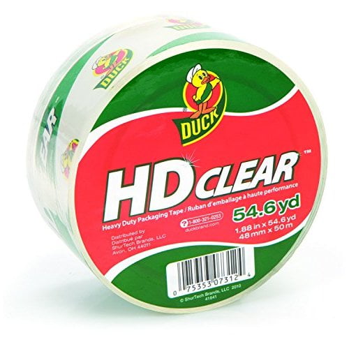 Duck HD Clear High Performance Crystal Clear Packing Tape 1.88' x 54.6 Yards