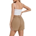 thumbnail image 4 of Hanerdun Womens Shorts with Pockets High Waist Belted Bottoms Summer Casual Shorts Brown 2XL, 4 of 5