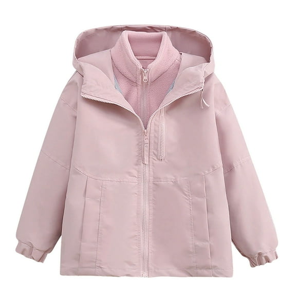 Cethrio Girls Winter Coats, Fleece Waterproof Warm 2 Piece Windbreaker Jacket Pink Size 14-16