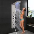 thumbnail image 1 of 57.6 Inch Shower Panel Tower System Stainless Steel 6 In 1 Multi-Function Shower Panel Silver, 1 of 22