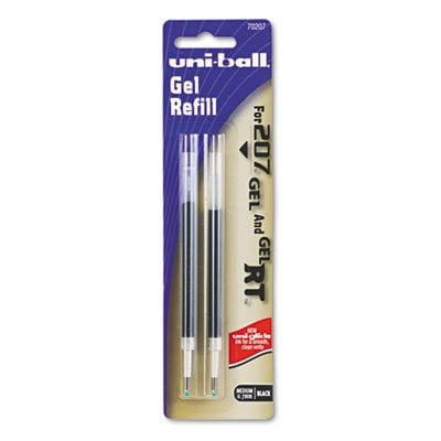 Uni-Ball 70207PP Refill for Signo 207 Gel/Gel RT, Medium, Black Ink, 2/Pack