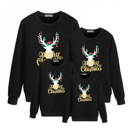 

Malisata Christmas Sweatshirt Parent-Child Clothes Deer Family Matching Outfits Autumn Xmas Year Print Sweater Dad Mom Me Clothing