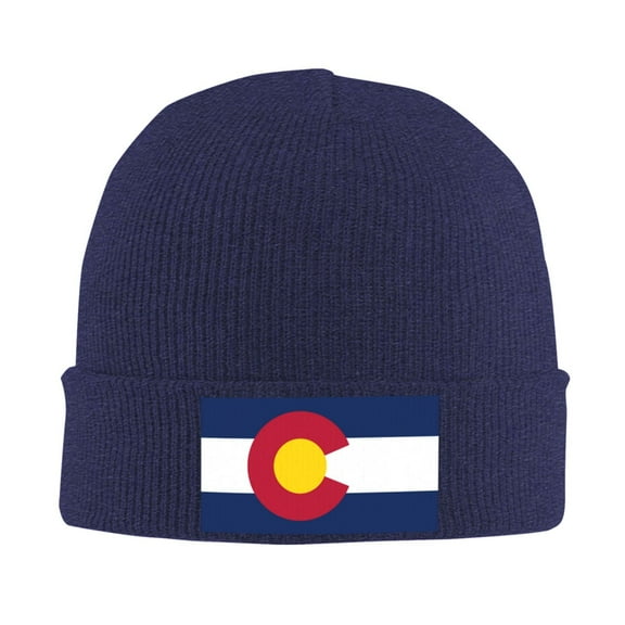 Colorado-Texas-Flag Beanie Hat Knit Hat Skull Cap for Men Women Winter Hat Navy Blue