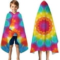 thumbnail image 3 of Colorful Tie Dye Mandala Pattern Hooded Bath Towel，50"x30" for Ages 3 To 12 Kids, Quick Dry Lightweight Soft Microfiber Hood Beach Towel Cover Up for Kids, 3 of 7