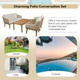 thumbnail image 5 of 4 Piece Patio Conversation Set, Sectional Sofa Set with Solid Wood Loveseat, 2 Chairs and Table, Outdoor Conversation Group with Cushions for Backyard Poolside Garden, Beige Cushion+Natural Rope, 5 of 9