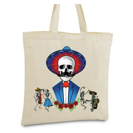 Awkward Styles - Awkward Styles Mustache Skull Tote Bag Mexican Skull Canvas Tote Bag Funny Day