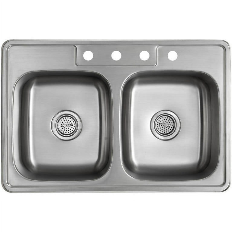 Magnus Sinks 33-in x 22-in 20 Gauge Stainless Steel Double Bowl Kitchen Sink and Drain Assemblies Magnus Sinks 33-in x 22-in 20 Gauge Stainless Steel Double Bowl Kitchen Sink and Drain Assemblies
