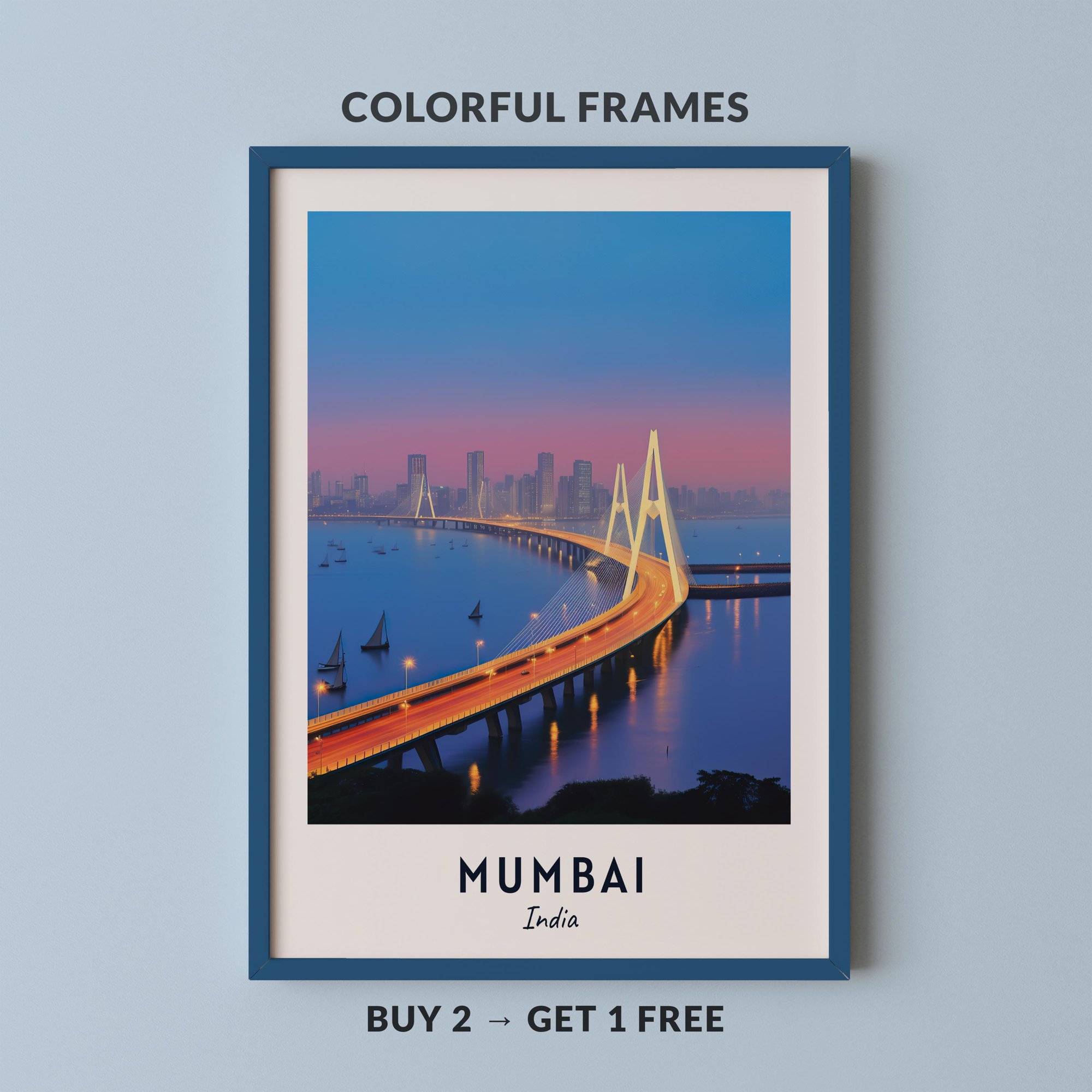 Mumbai Travel India City Cityscape Classic Art Poster , Poster Print Only
