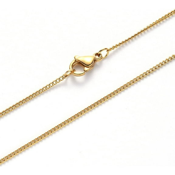 304 Stainless Steel Curb Chain Necklace with Lobster Claw Clasp Golden Link: 2x1.8x0.5mm 19.68 inch(50cm)